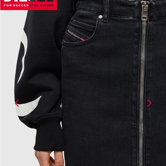 DIESEL-size 27- black denim midi pencil skirt with zipper. - Picture 6 of 10